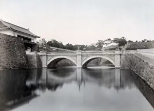 Bridge and moat, Imperial Palace, Tokyo, Japan, c. 1880 s