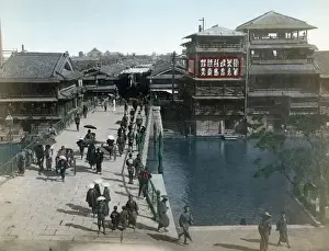 Osaka Prints: Bridge, Osaka, Japan, circa 1890