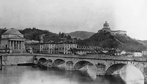 Turin Prints: Bridge over the River Po, Turin, Italy