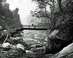 Boulders Prints: Bridge over Rungnoo River, Darjeeling, India