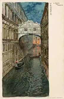 Wielandt Prints: The Bridge of Sighs, Venice, Italy. The enclosed bridge is made of white limestone