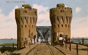 Bridge spanning the Chenab River, Chiniot, Pakistan
