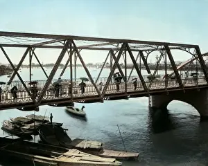 Osaka Prints: Bridge at Tenjinbashi, Osaka, Japan
