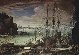 Galleon Prints: BRILL, Paul (1554-1626). View of a Port. ca