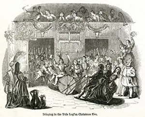 Images Dated 14th February 2019: Bringing in yule log on Christmas Eve
