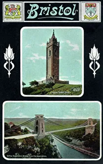 Barlow Prints: Bristol - Cabot Tower and the Clifton Suspension Bridge