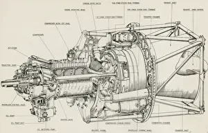 Theseus Prints: Bristol Theseus turboprop cutaway drawing