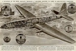 1945 Prints: Britains Brabazon I passenger aircraft by G. H. Davis