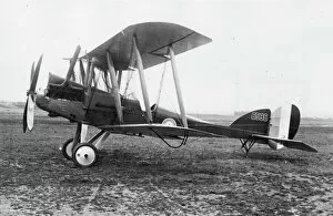 British BE 12 biplane on an airfield, WW1