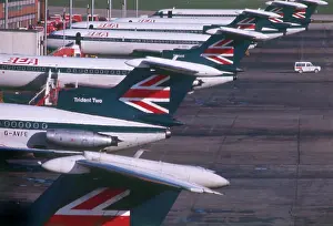 British Airways Planes on Runway at London Heathrow Airport Date: circa 1960s
