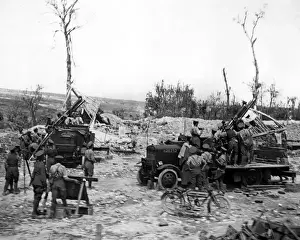 British anti-aircraft guns in action, Western Front, WW1