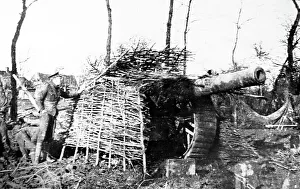British Army camouflaged 6 inch gun during WW1