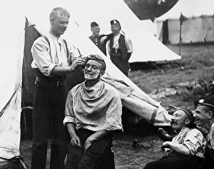 Tommies Prints: British Army Camp - barber - Victorian period