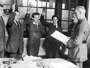 Oath Prints: British Army recruits taking the oath, WW1