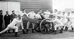 British Army sub-lieutenants training with a field gun