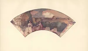 Holme Prints: British art nouveau fan design on silk by Frank Conder