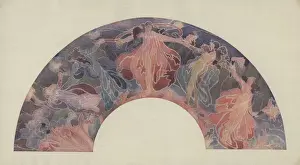 Stencil Prints: British art nouveau fan design, stencilled