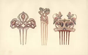 Enamel Gallery: British art nouveau hair combs by BJ Barrie