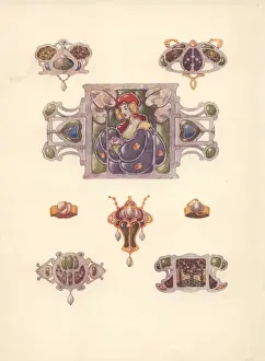 Fans Prints: British art nouveau jewellery designs in gold