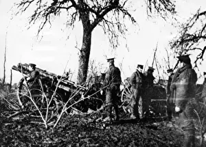 British artillery in action, northern France, WW1