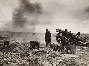 Crate Prints: British artillery in action, Western Front, WW1