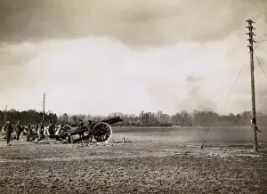 British artillery in action on the Western Front, WW1