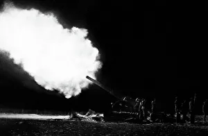 British artillery firing at night during WW1