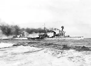 Travelling Prints: British battlecruisers HMS Indomitable and Inflexible, WW1