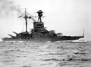 British battleship at sea, WW1