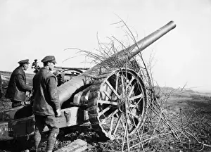 British big gun in action, Western Front, WW1