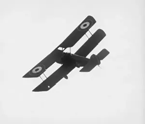 British biplane in flight, WW1