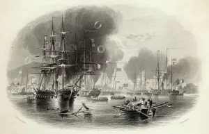 Bombard Prints: British bombarding Canton, First Opium War