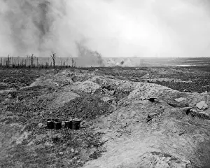 Bombarding Prints: British bombarding German trenches, Western Front, WW1