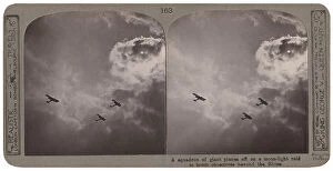 Travels Collection: British bomber squadron on night flight, WW1