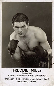 1940s Gallery: British Boxer Freddie Mills - signed postcard from 1941