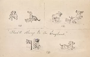 Archetypes Collection: British Buldog chases off a German Dachshund