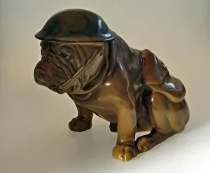 Images Dated 28th September 2011: British bulldog in the uniform and tin hat of a WWI Tommy