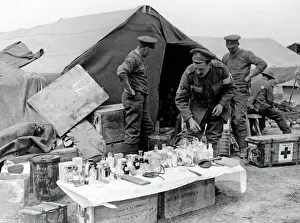 Treatment Prints: British camp with medical dispensary, Western Front, WW1
