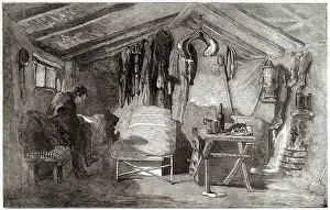 A British cavalry officer in his hut at Balaklava Date: winter 1854 - 55
