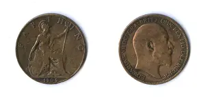 Farthing Prints: British coin, Edward VII farthing