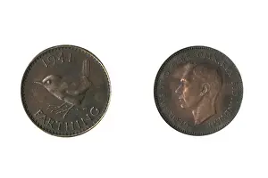 Farthing Prints: British coin, George VI farthing