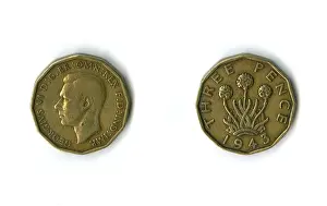 Pence Prints: British coin, George VI threepenny bit