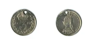Pence Prints: British coin, Queen Victoria silver threepenny bit