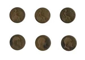 Pennies Prints: British coins, three Edward VII pennies