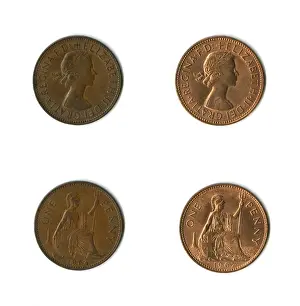 Pennies Prints: British coins, two Elizabeth II pennies