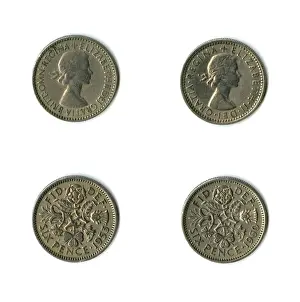 British coins, two Elizabeth II sixpences