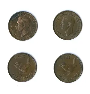 Farthing Prints: British coins, two George VI farthings