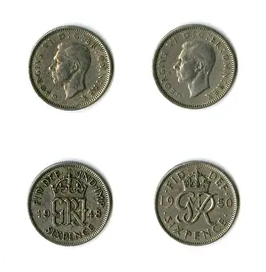 British coins, two George VI sixpences