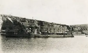 British destroyer at ammunition dump, Malta