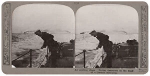 Images Dated 26th March 2018: British destroyer in pursuit of German U-boat, WW1